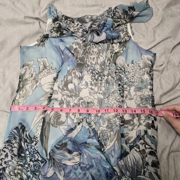 Dressbarn Blue Ruffle Sequin Fairy Midi Dress Size 12 - Picture 6 of 7